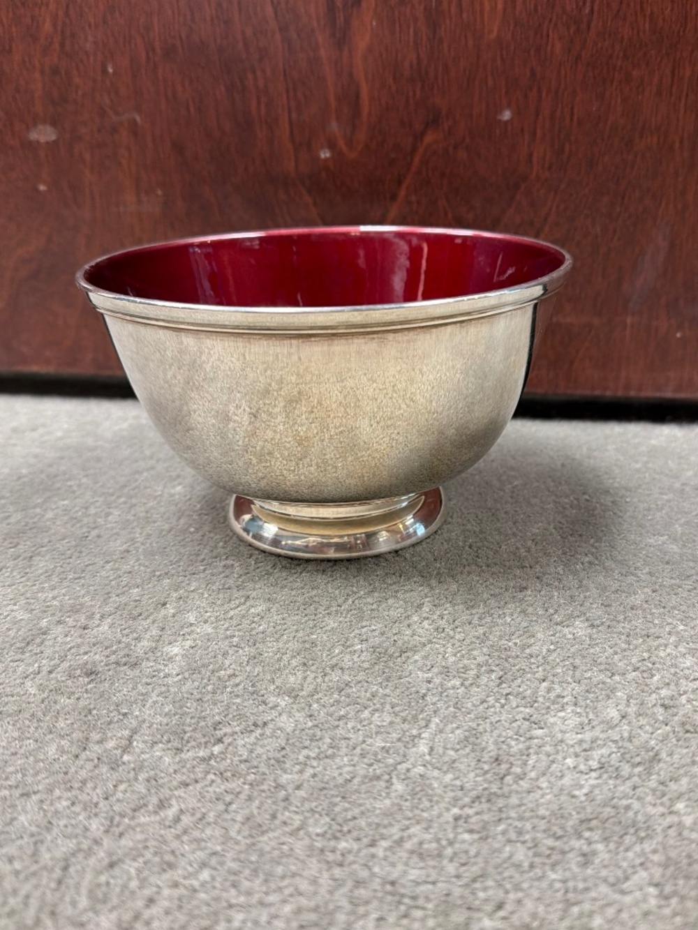 VTG TOWLE SILVERSMITHS 5003 E.P. RED PRECIOUS ENAMEL SILVER PLATE BOWL